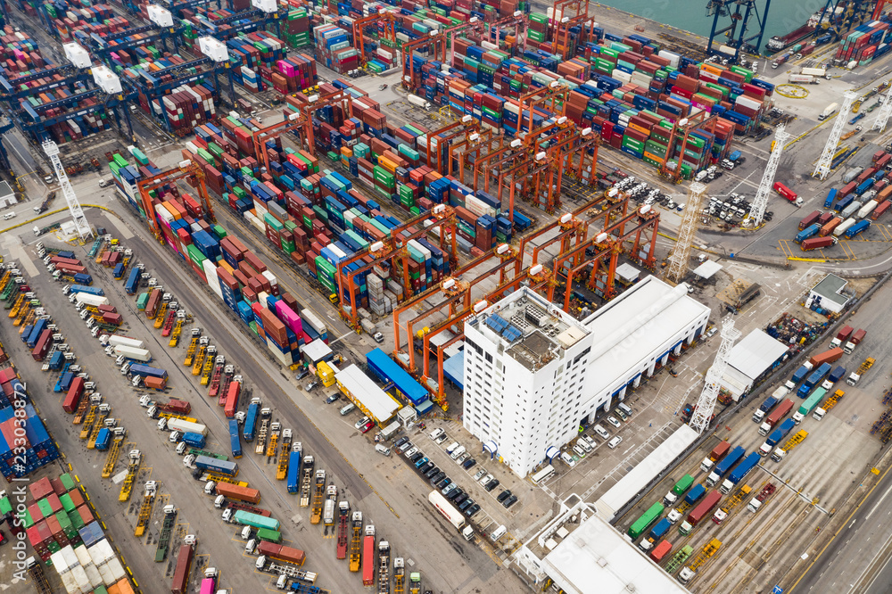 Fototapeta Cargo Container Port in Hong Kong