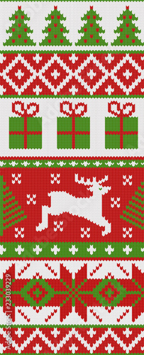 Christmas seamless background in Fair Isle knitting pattern style