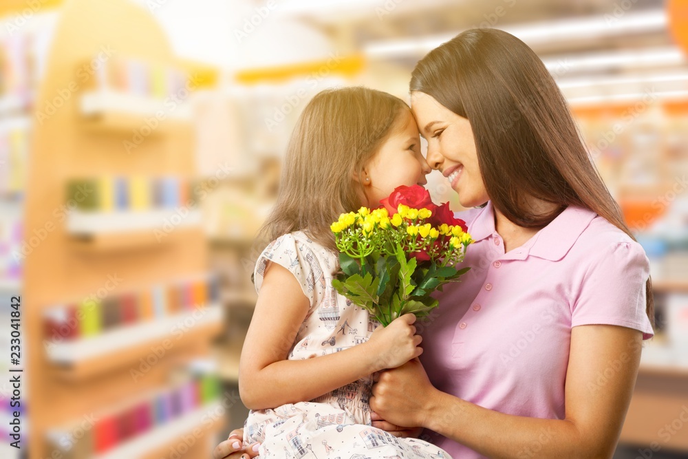 Happy Mother and daughter hugging