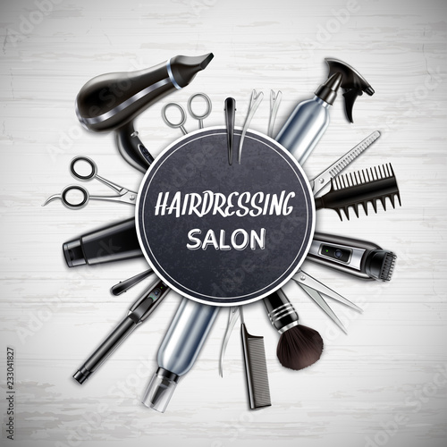 Hairdressing Tools Realistic Composition 