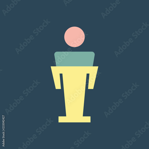 Silhouette icon speech behind podium
