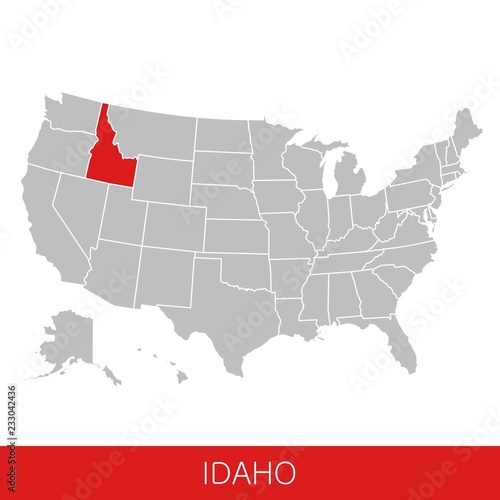 United States of America with the State of Idaho selected. Map of the USA vector illustration