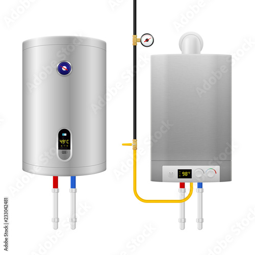Colored Realistic Water Heater Boiler Composition
