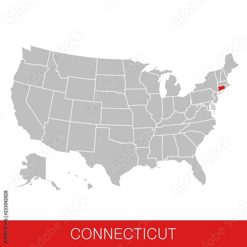 United States of America with the State of Connecticut selected. Map of the USA vector illustration