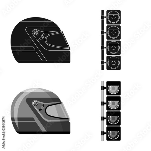 Vector illustration of car and rally symbol. Set of car and race stock symbol for web.