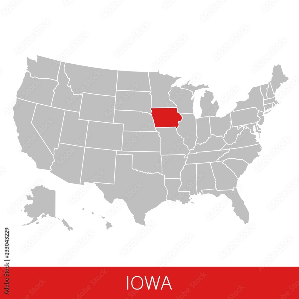 United States of America with the State of Iowa selected. Map of the USA vector illustration