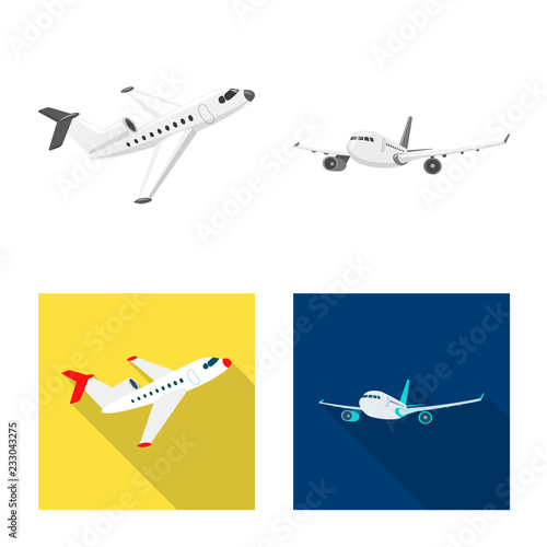 Isolated object of plane and transport logo. Collection of plane and sky vector icon for stock.