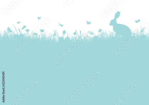 Easter Card Bunny Easter Eggs Meadow Turquoise