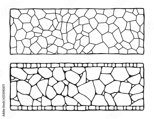 garden path of tiles set. masonry facing stone. in isolation vector