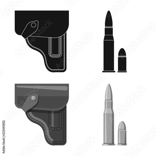Isolated object of weapon and gun symbol. Collection of weapon and army vector icon for stock.