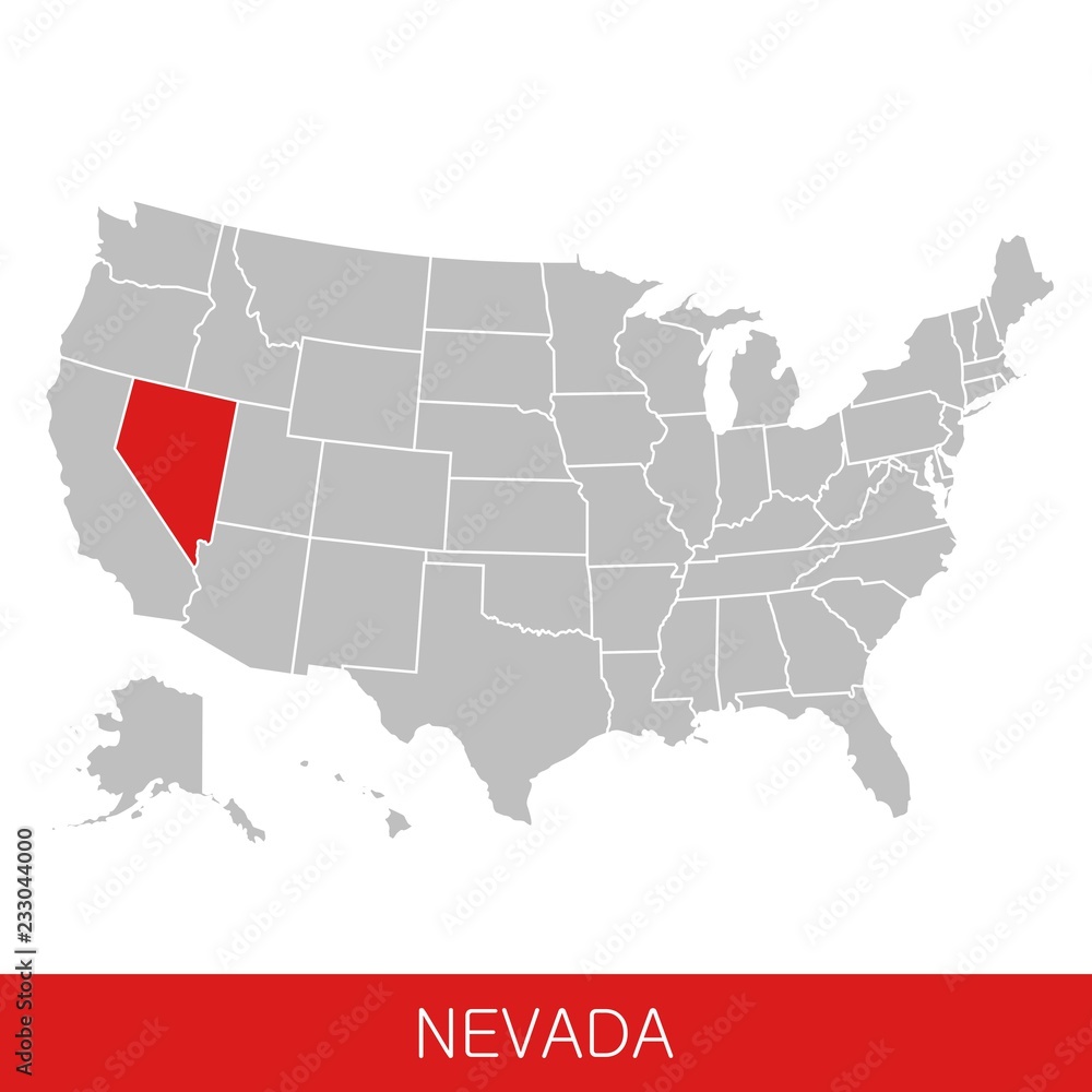 United States of America with the State of Nevada selected. Map of the USA vector illustration