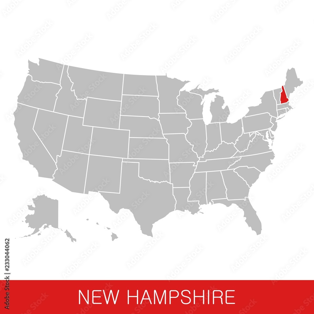 United States of America with the State of New Hampshire selected. Map of the USA vector illustration