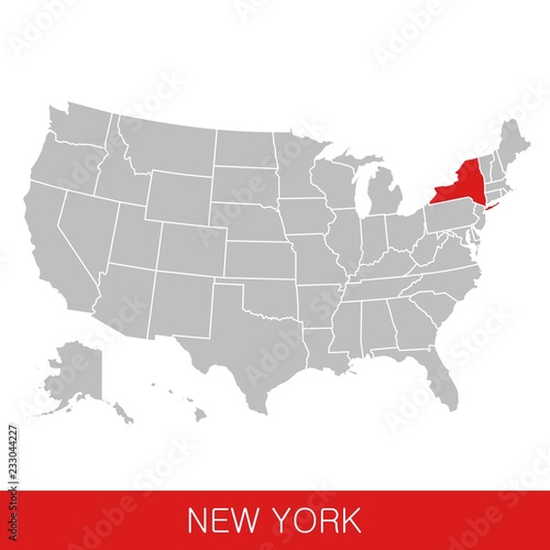 United States of America with the State of New York selected. Map of the USA vector illustration
