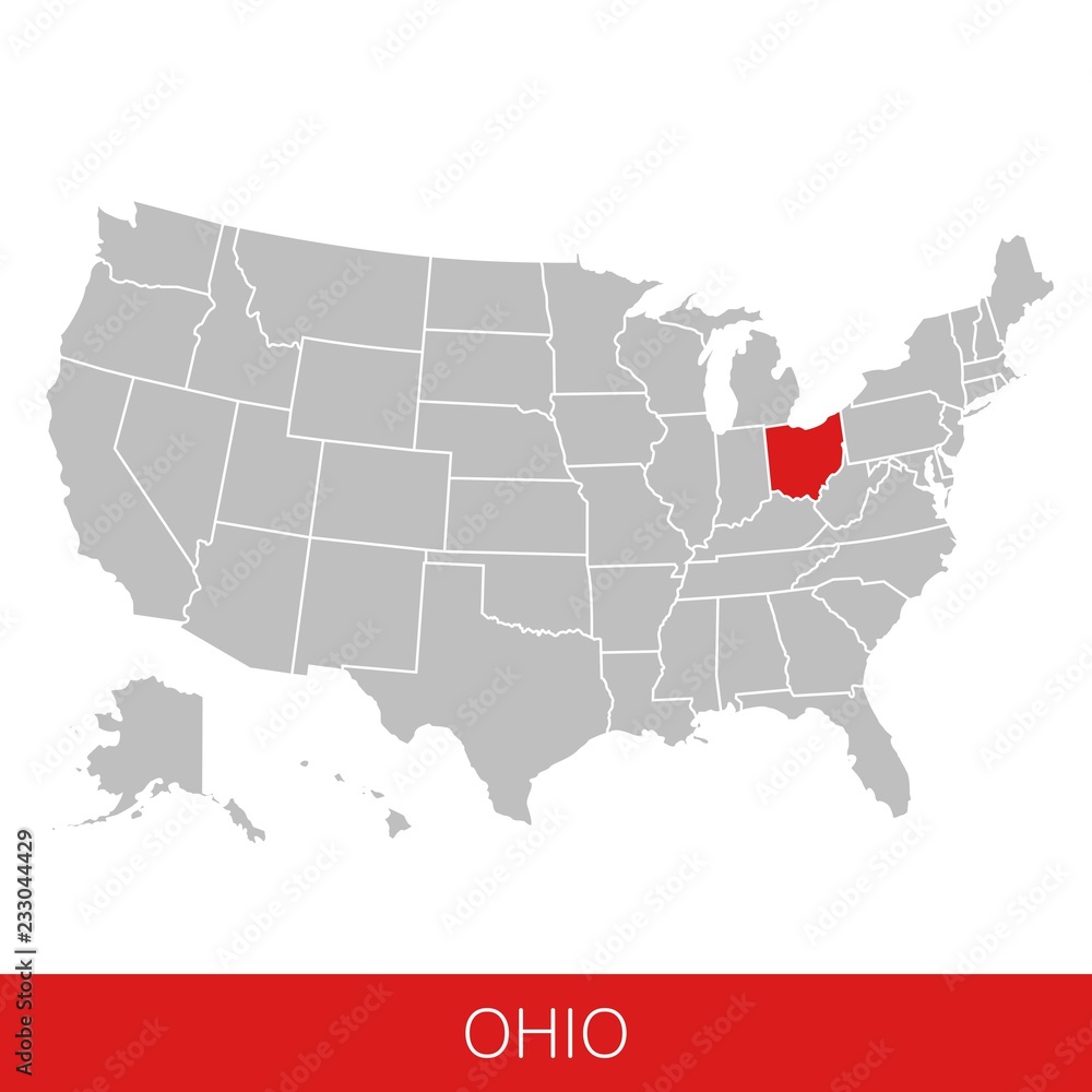 United States of America with the State of Ohio selected. Map of the USA vector illustration