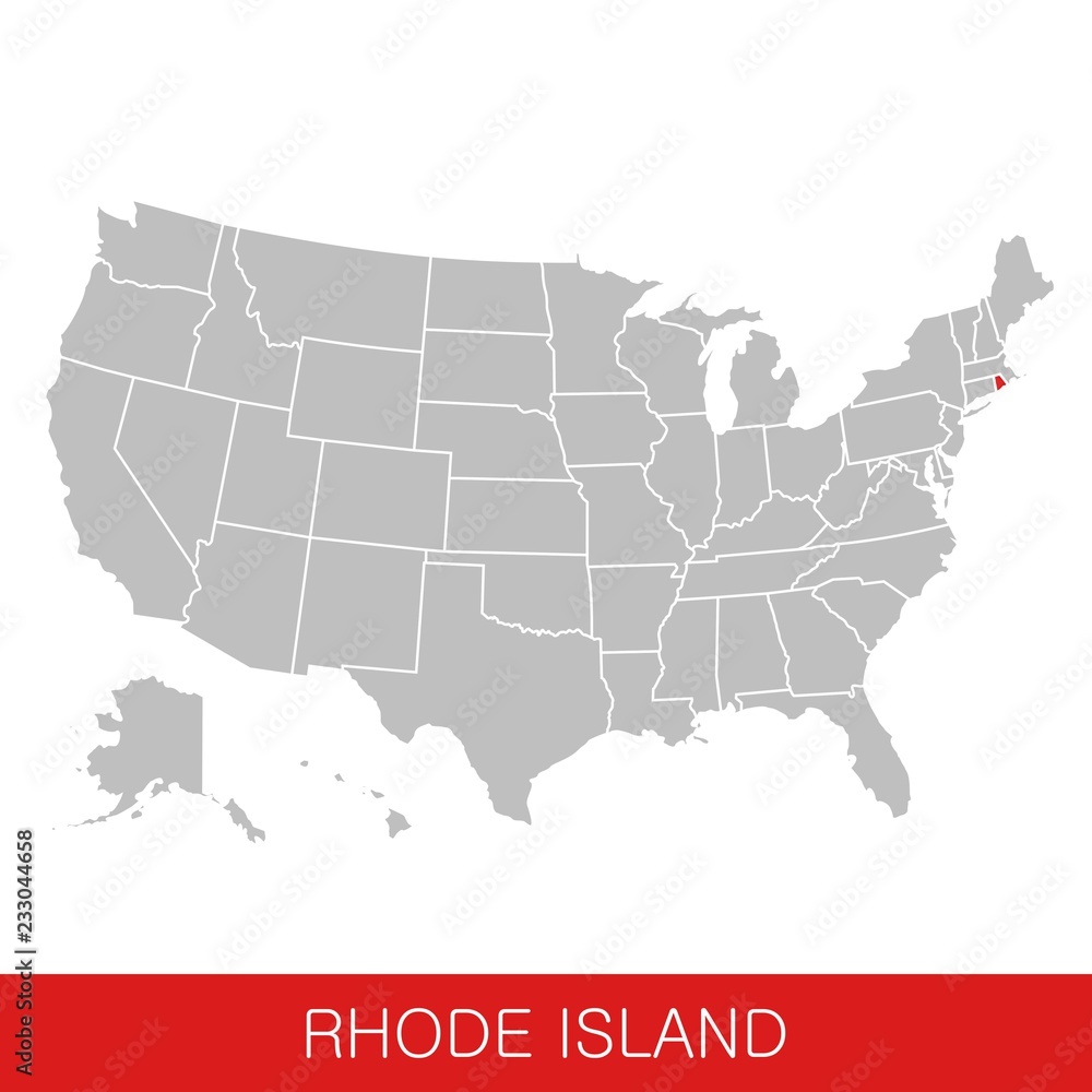 United States of America with the State of Rhode Island selected. Map of the USA vector illustration