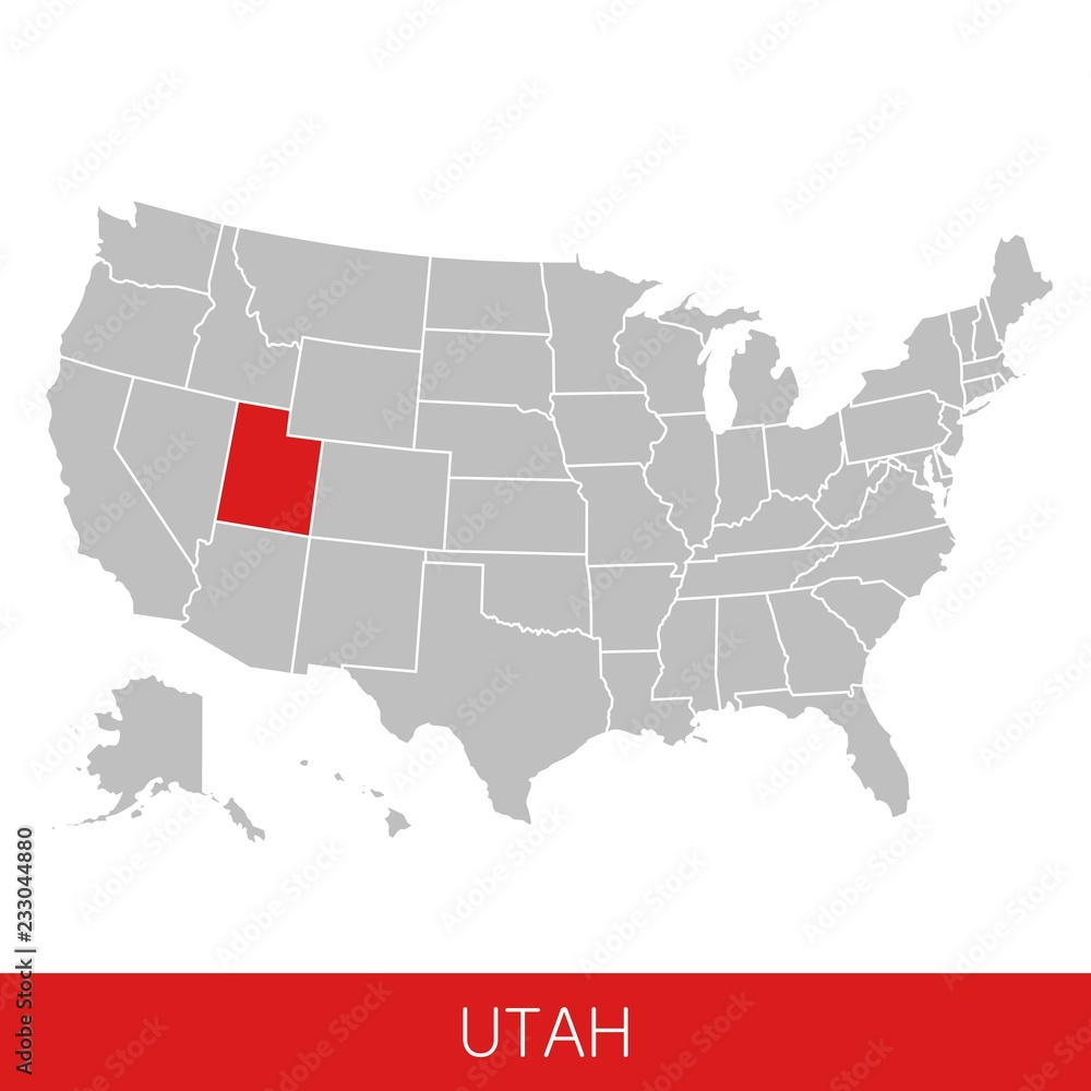 United States of America with the State of Utah selected. Map of the USA vector illustration