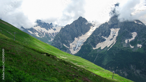 View of the mountains in Dombay, North Caucasus (Russia)
