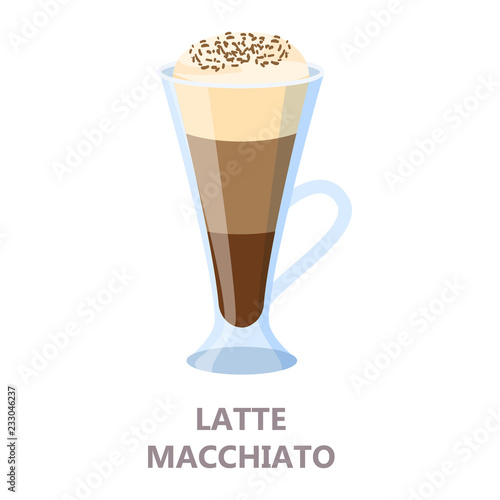Glass of the latte coffee. Brown drink