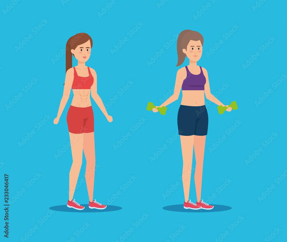 Fitness girls with sportswear design Fitness girls with sportswear design