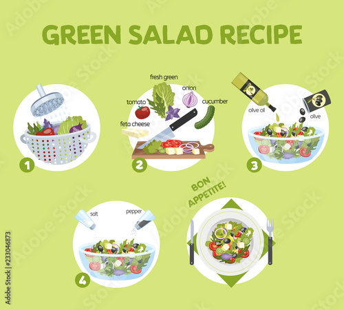 Green salad recipe for vegetarian. Healthy ingredient