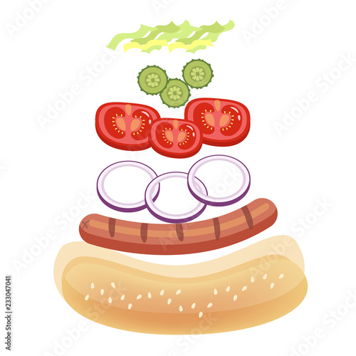 Hot dog ingredients for cooking at home