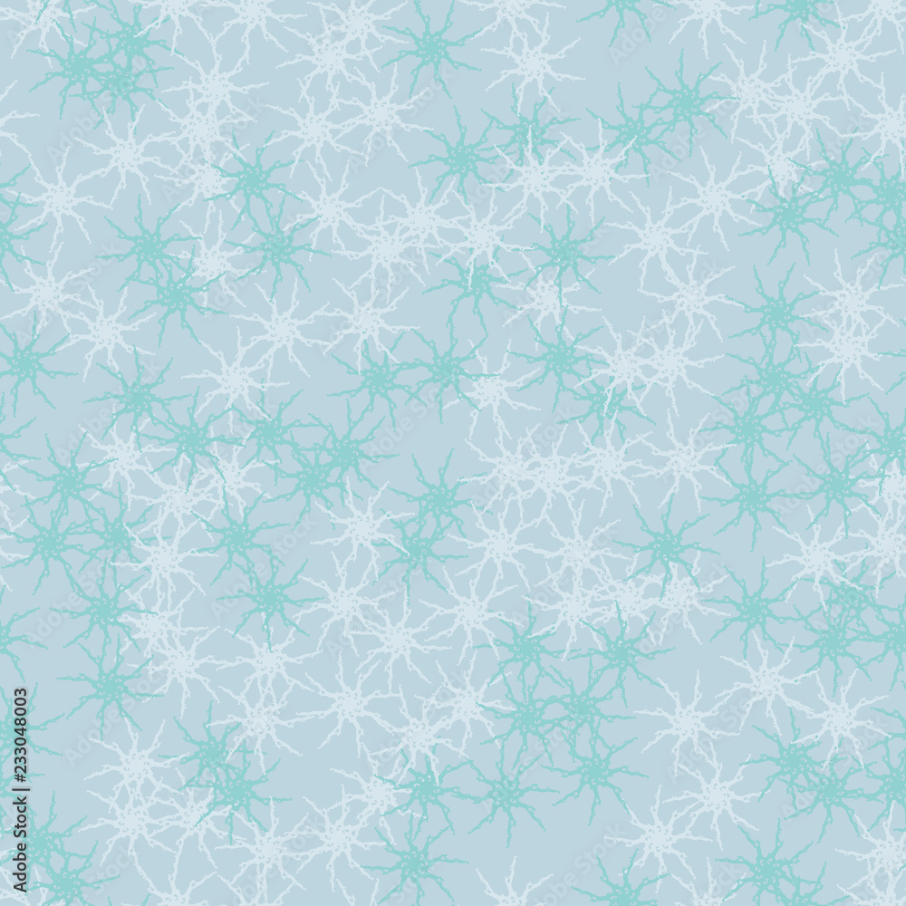 Winter seamless pattern with chaotic snowflakes in different shades of blue color Winter seamless pattern with chaotic snowflakes in different shades of blue color