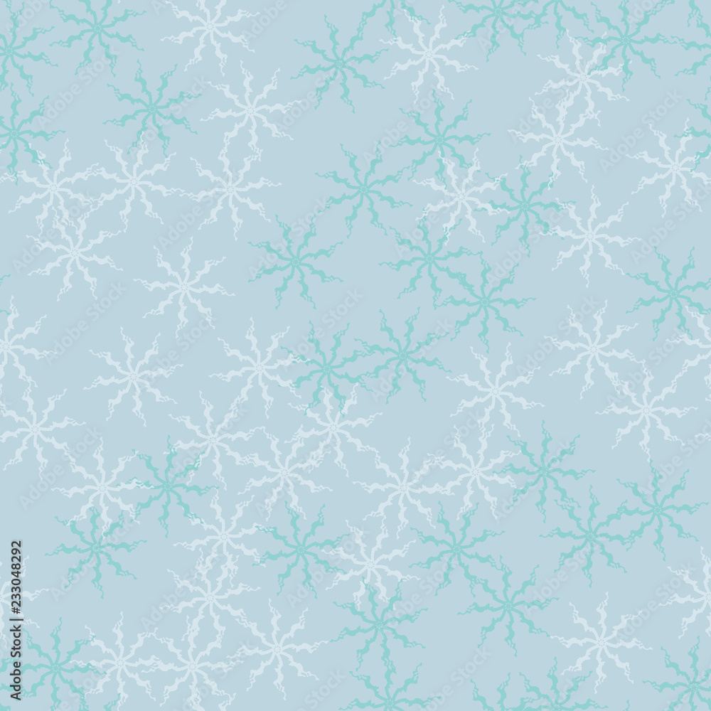 Winter seamless pattern with chaotic snowflakes in different shades of blue color Winter seamless pattern with chaotic snowflakes in different shades of blue color