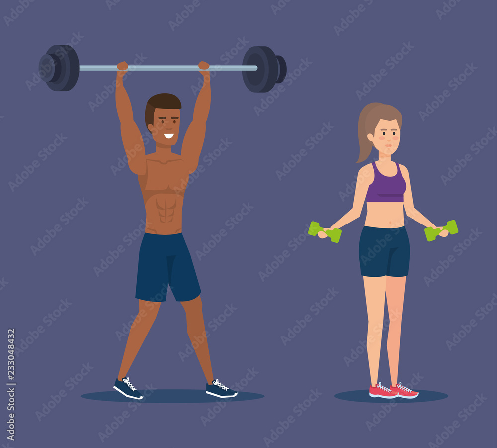 Obraz premium couple practicing exercise character