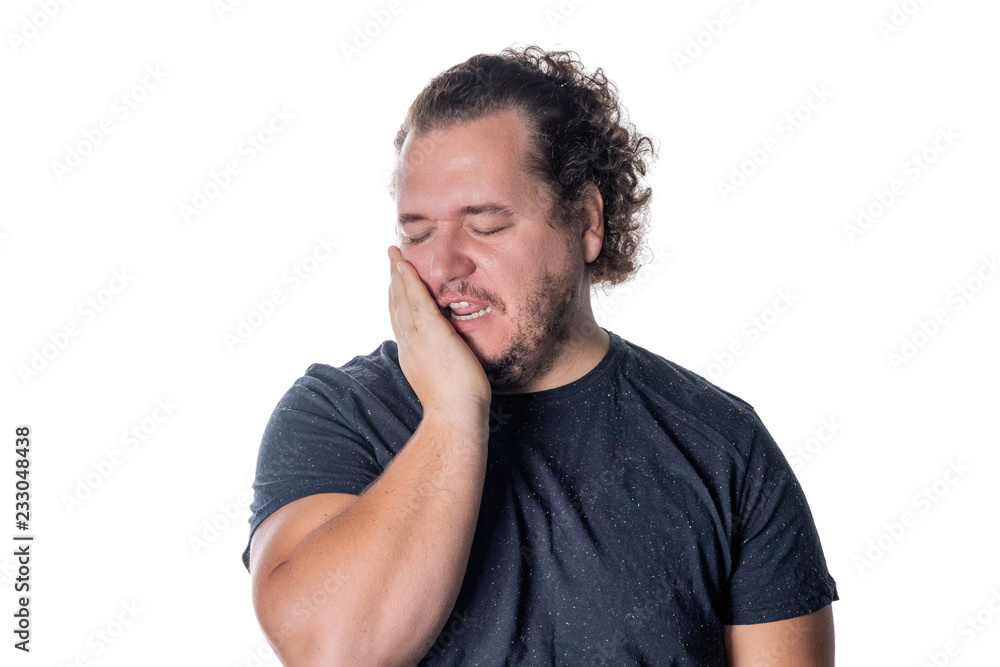 Portrait of sleepy man on white background. Early morning Portrait of sleepy man on white background. Early morning