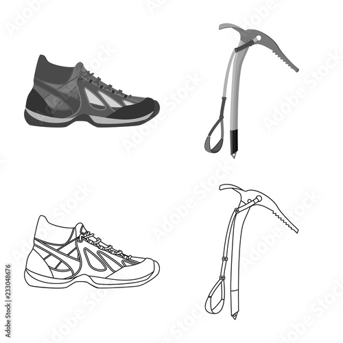 Vector design of mountaineering and peak symbol. Collection of mountaineering and camp stock vector illustration.