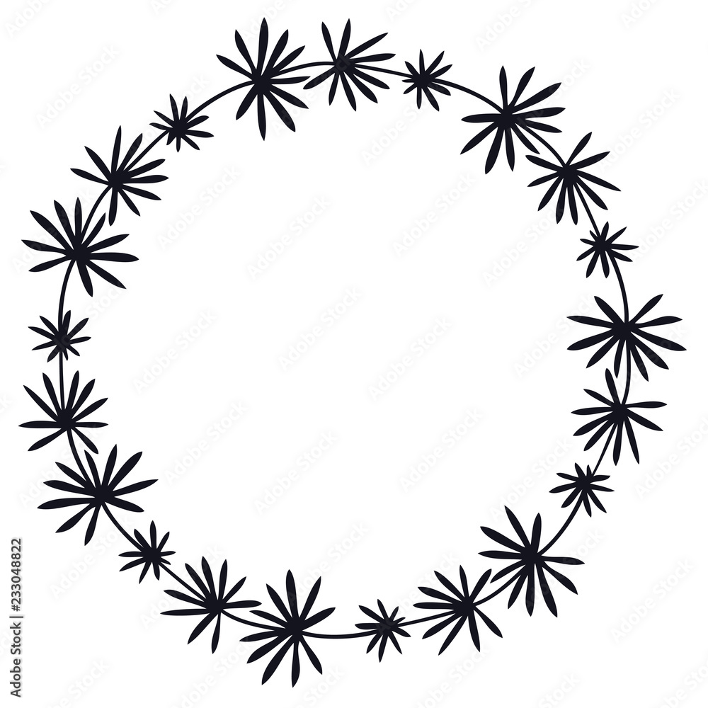 Cute floral frame Black silhouette Cute floral frame Black silhouette