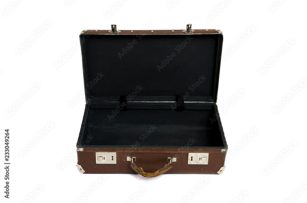Retro suitcase isolated on the white background.