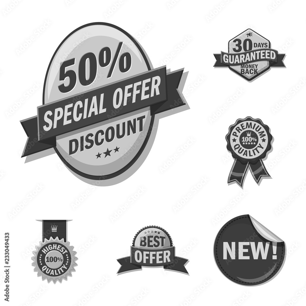 Isolated object of emblem and badge sign. Collection of emblem and sticker vector icon for stock.