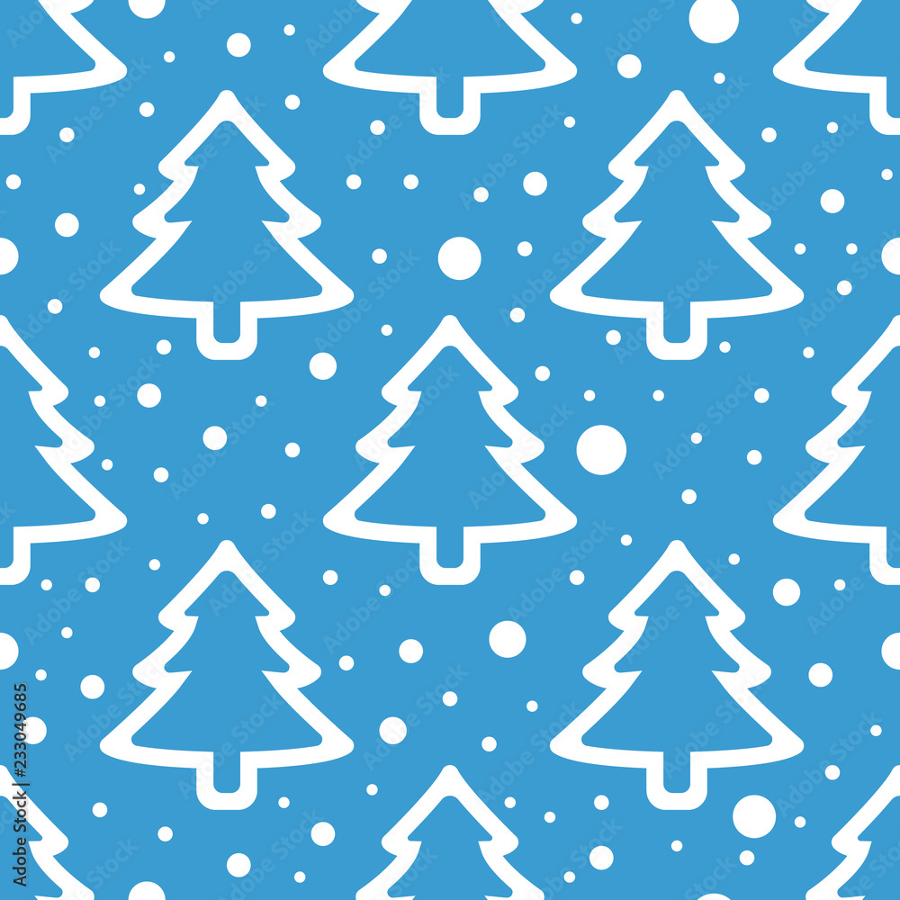 Seamless pattern which depicts Christmas trees and small circles