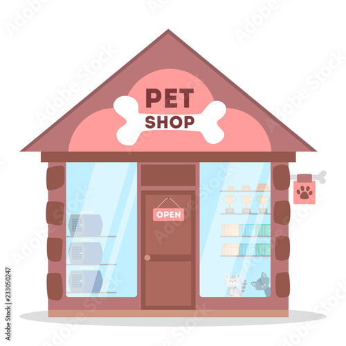 Pet shop or store building front side