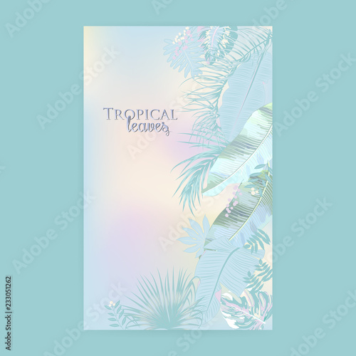Vector tropical background in trendy pastel colors.