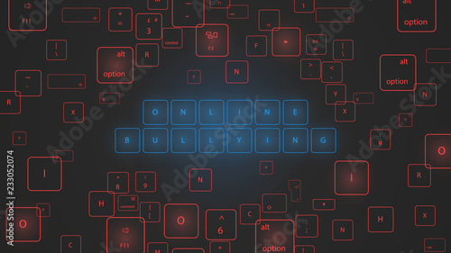 Illustration of virtual neon keyboard buttons. 