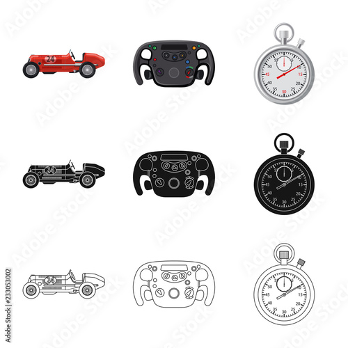 Isolated object of car and rally logo. Set of car and race vector icon for stock.