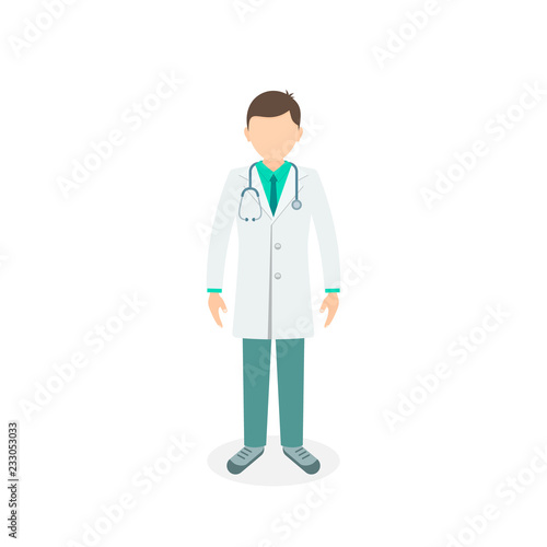 Doctor Young professional full height. Vector doctor flat illustration on white background © tatianasun