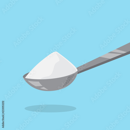 Table spoon with cream or yoghurt. Equipment for food