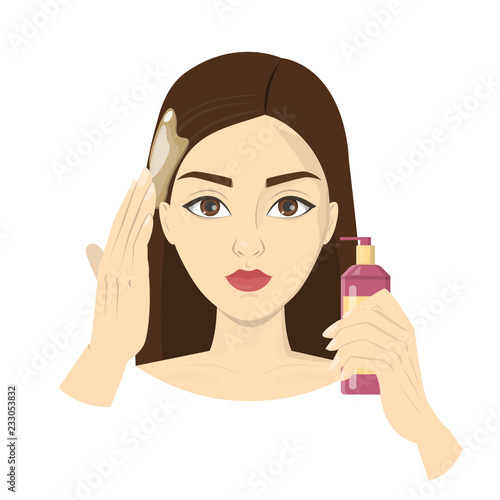 Woman applying the oil after a washing