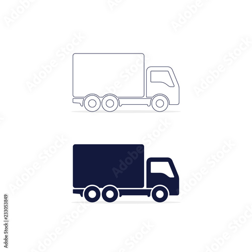 Delivery truck icon set isolated on white background. Vector simple illustration