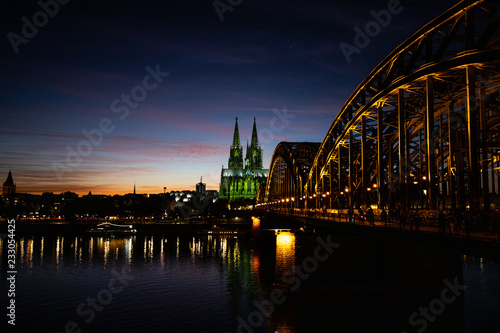 Cologne s Cathedral Illuminated After Sundown