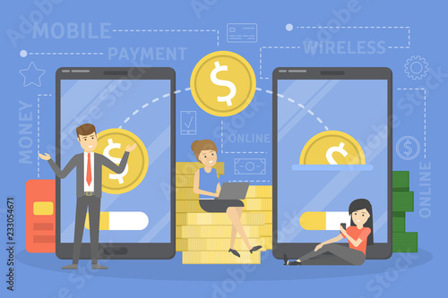 Mobile payment concept. Money transaction on digital device