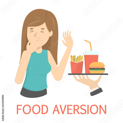 Woman with food aversion or eating disorder