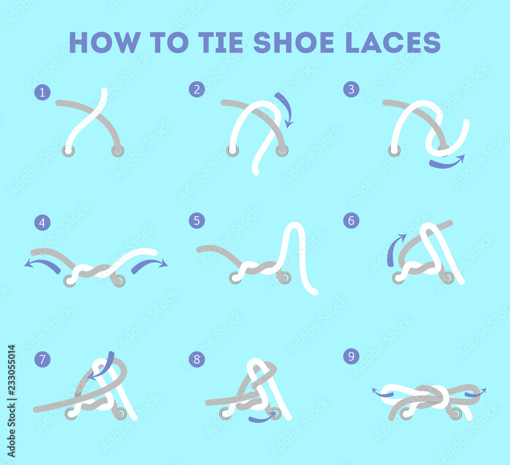 How to tie your shoe laces instruction. Guide for child Stock Vector ...