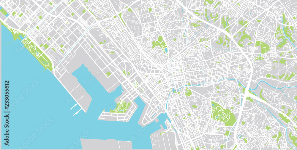 Obraz premium Urban vector city map of Chiba, Japan