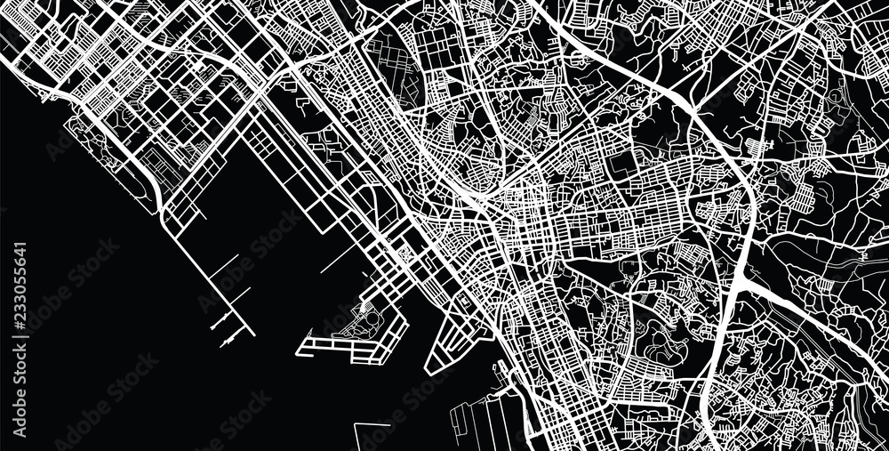 Urban vector city map of Chiba, Japan