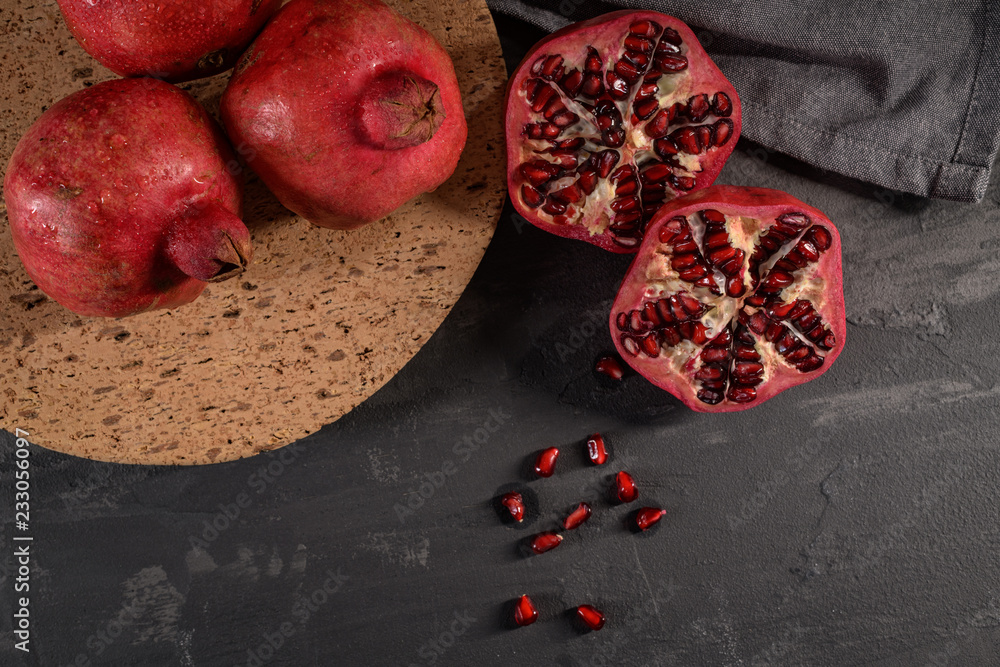 Ripe pomegranate and seeds Ripe pomegranate and seeds