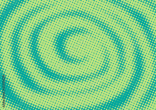 Bright turquoise and green pop art retro background with halftone dots in comics style, vector illustration eps10